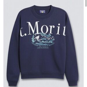 St. Moritz Navy Graphic Crew Sweatshirt